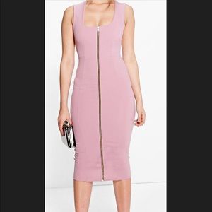 Sonia Square Neck Zip Front Bodycon Dress